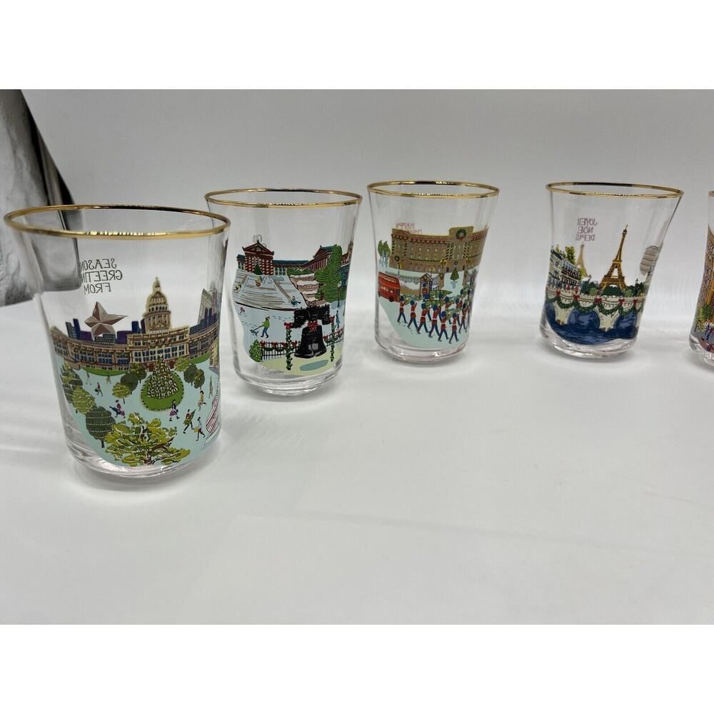 Anthropologie Holiday In The City Juice Glass Drinking Glasses 2024 Full Set - Picture 3 of 16